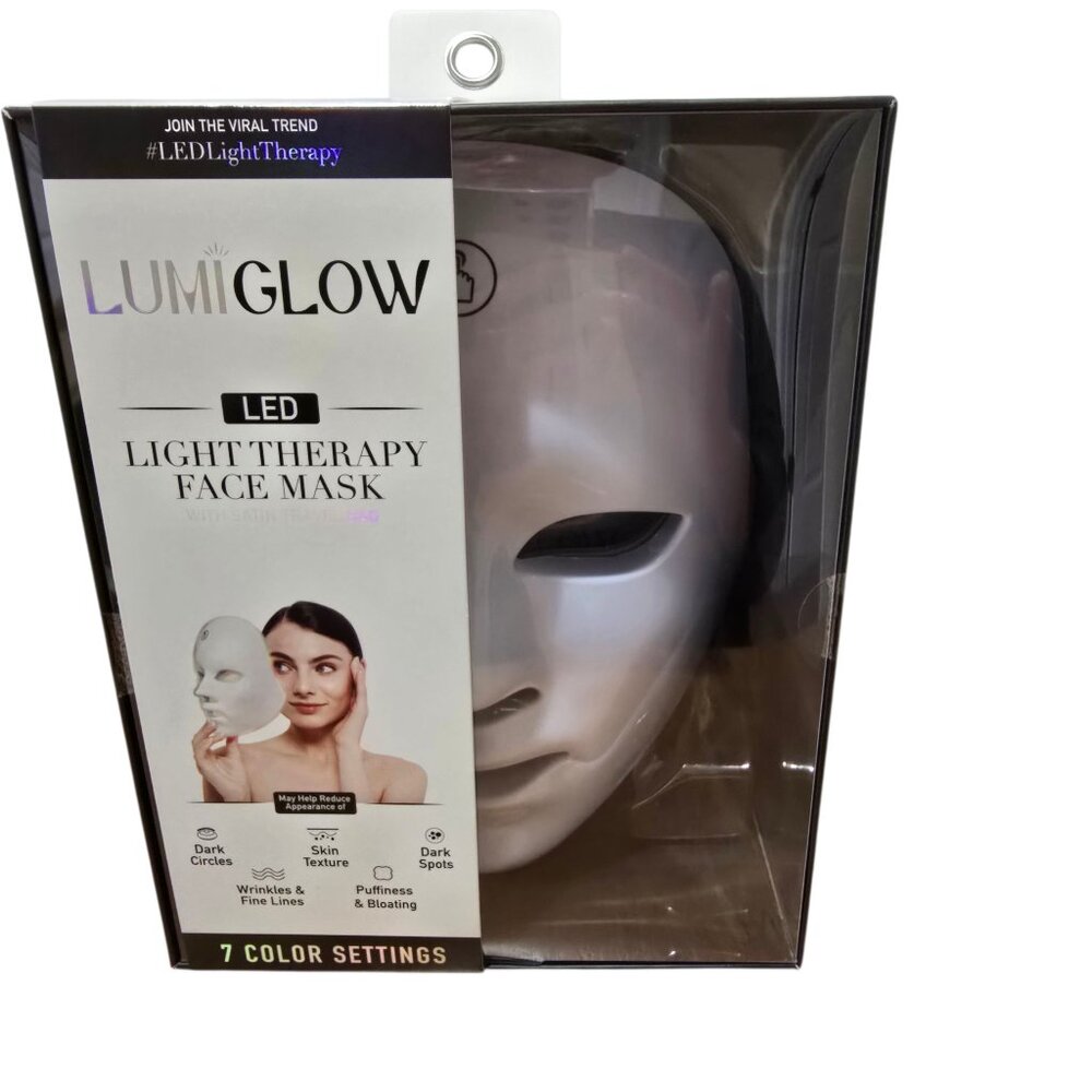 Lumiglow Led Light Therapy Face Mask w/Satin Bag 7 Color Settings New in Box
